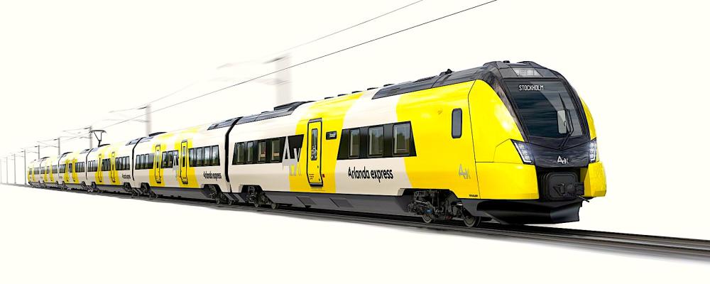 Varje tågsätt blir 165 meter långt och erbjuder 323 sittplatser – en kapacitetsökning på över femtio procent jämfört med dagens fordon. Utöver sittplatser finns utrymme för upp till 650 stående passagerare. Bild: Stadler
