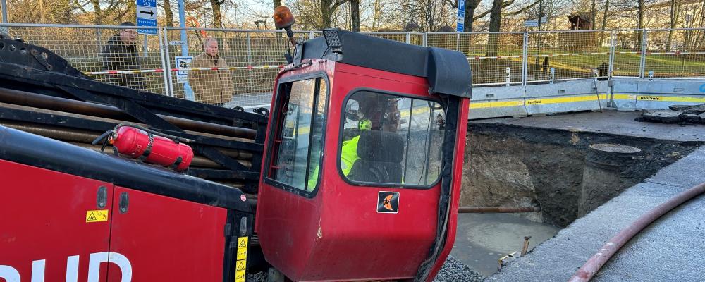 Genom styrd borrning förbereder VA SYD för en ny dricksvattenledning till det nya Stadionområdet i Malmö. Foto: VaSyd