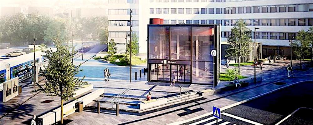 Den nya stationen förväntas förbättra möjligheterna för resenärer att smidigt byta mellan tunnelbana, tåg och buss. Foto: Skanska