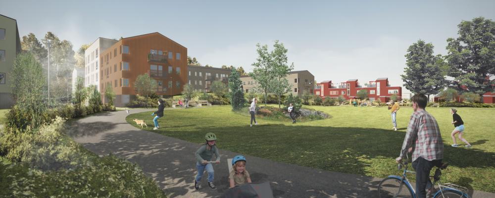 Hagby äng och kulle. Illustration Österåkers kommun i samarbete med berörda exploatörer Koncept arkitekt