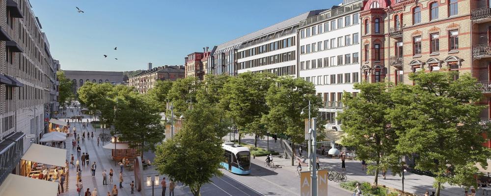 2022 vann Nyréns arkitektkontor en projekttävling om att utforma Avenyn och Götaplatsen, med förslaget AveNy. Konstnären Liva Isaksson Lundin skapar konsten för Avenyn och kommer att samarbeta med både arkitekterna och andra parter i projektet. Visionsbild över Avenyn, skapad av Nyréns Arkitektkontor.