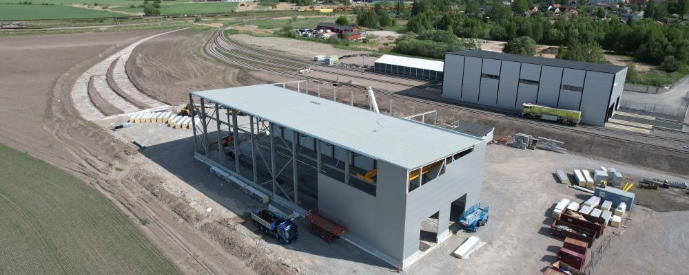 Pågående arbete med Siemens verkstad i Hallsberg. Pressbild: Train Alliance