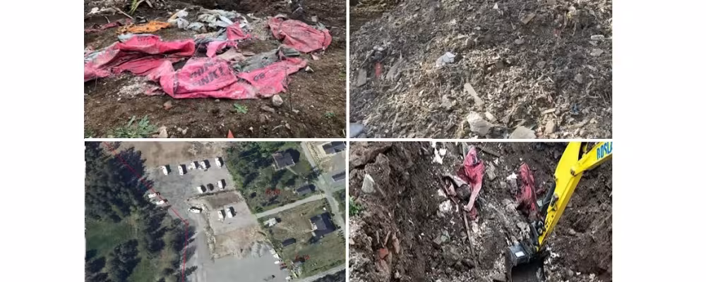 Bilder från platser i Norrtälje kommun där Think Pinks massor hamnat. Foto: Norrtälje kommun