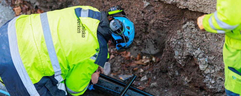 Grävarbete på Östgötagatan. Foto: Joakim Sjöholm, Tekniska verken