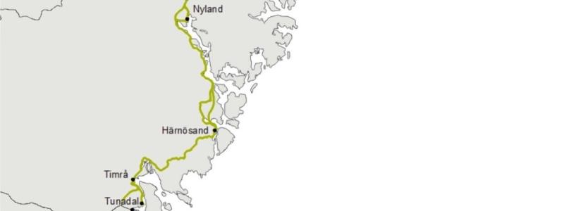 Den 18 mil långa Ådalsbanan går mellan Sundsvall och Långsele via Timrå, Härnösand och Kramfors. Bild: Trafikverket