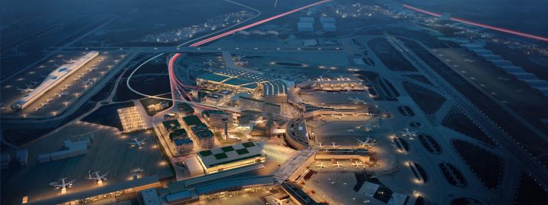 För att möta den ökande tillströmningen av passagerare planeras stora nybyggnationer på Arlanda Flygplats. På bilden en framtidsvision av flygplatsen.
BILD: Swedavia.