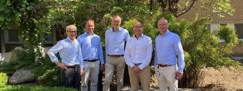 Sven-Joel Härgestam (Watersprint), André Carlsson(Watersprint),, Stefan Persson (Sandberg Development), Ola Hansson (Watersprint),  och Tom Söberg (Development). Foto: Sandberg Development