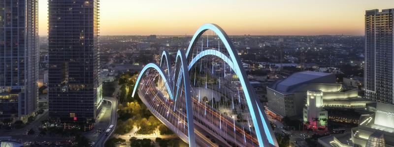 Signature Bridge i Miami ingår i ett stadsutvecklingsprojekt som innefattar några motorvägssträckor och ska jämförelsevis kunna svälja mer än dubbla mängden fordon som i dag trafikerar Essingeleden i Stockholm.
Illustration: Archer Western- de Moya