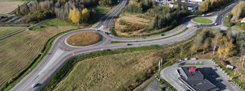 Tegs cirkulationsplats och Böleängs cirkulationsplats. Foto: Trafikverket