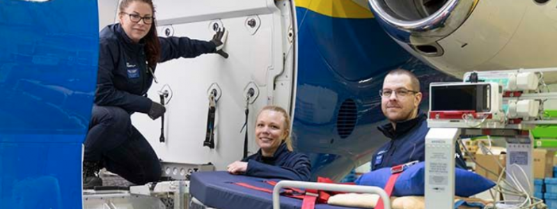Tre av de 18 sjuksköterskor som är anställda vid Region Uppsala med specialistutbildning inom IVA eller anestesi. Foto: Svenskt Ambulansflyg