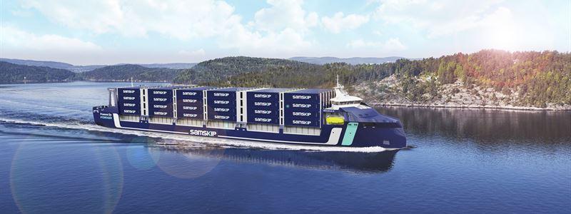 ABB har tagit hem ett helhetåtagande på strömförsörjnings-, framdrivnings- och automationssystem till Samskip-koncernens vätgasdrivna containerfartyg. Foto: ABB