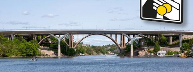 Den nybyggda Skurubron som på bilden syns framför den gamla Skurubron. Bild: Trafikverket/Transportstyrelsen