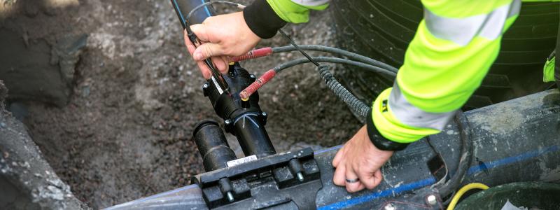 Arbete med vatten- och avloppsledningar. Foto: Terése Andersson
