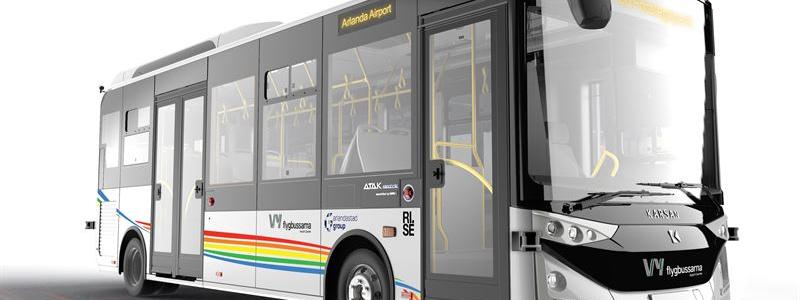 Visionsbild på projektets autonoma fullstora elbussar. Foto: Arlandastad group