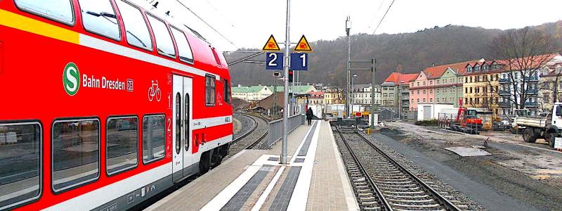 Meissen Triebischtal järnvägsstation på dagen för återöppningen efter ungefär ett års ombyggnad och omdesign. Foto: Wikipedia Common, kredit: Kleeblatt 187