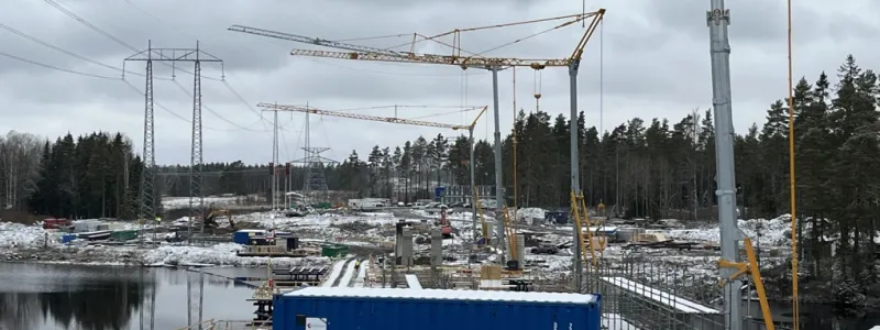 Järnvägsbron över Bladsjön, mars 2025. Foto: Trafikverket
