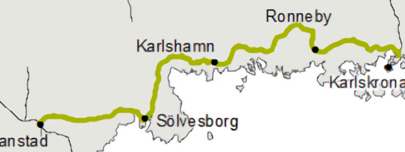 Uppdraget gäller projektering av ett nytt mötesspår på Blekinge kustbana, mellan Olofström och Mörrum i Karlshamns kommun.  Bild: Trafikverket