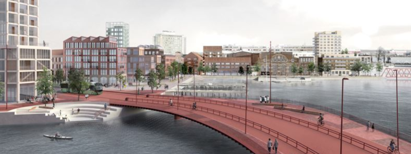 Unik röd betongbro kommer att lysa upp Malmö. Bild: Swerock