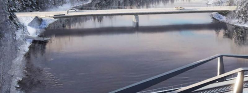 År 2020 utlyste Trafikverket en arkitekttävling för de två broarna. Bilden visar det vinnande tävlingsbidraget. Bild: Trafikverket
