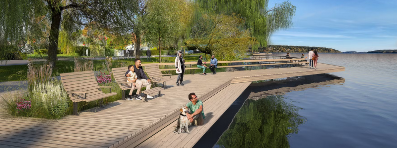 SVEAB ersätter gammal konstruktion med ny  brygga i Sigtuna kommun. Visionsbild: White arkitekter