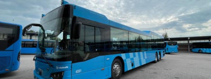I Trollhättan, Lilla Edet och Vänersborg blir det tre nya bussmodeller: elbuss, el-ledbuss och biodieselbuss. Fotograf: Kajsa Oscarsson.