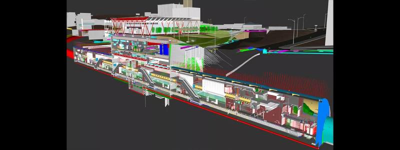 I Brisbane, Australiens snabbast växande stad, har man tagit ett stort teknologiskt kliv framåt genom att använda en avancerad digital tvilling för att bygga stadens första tunnelbana – Cross River Rail. Illustration-Källa: Railway News