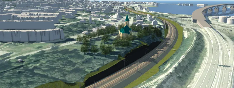 Dubbelspåret mellan Dingersjön och Sundsvall. Bild: Trafikverket