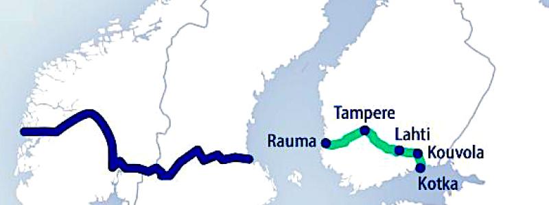 För närvarande går Europaväg 16, dvs. E16, från Nordirland via Skottland och Norge till Gävle i Sverige. Finland har för avsikt att föreslå att vägen ska förlängas till Finland. I Finland skulle väg E16 bestå av riksväg 12 mellan Raumo och Kouvola och riksväg 15 mellan Kouvola och Mussalö i Kotka. I Tammerfors skulle E16 bildas av ringvägen. Finlands andel av väg E16 skulle vara cirka 400 kilometer. I och med ändringarna skulle vägarna utöver den egna nationella numreringen anges med en ny E16-numrering. Karta: Finlands Kommunikationsministerium