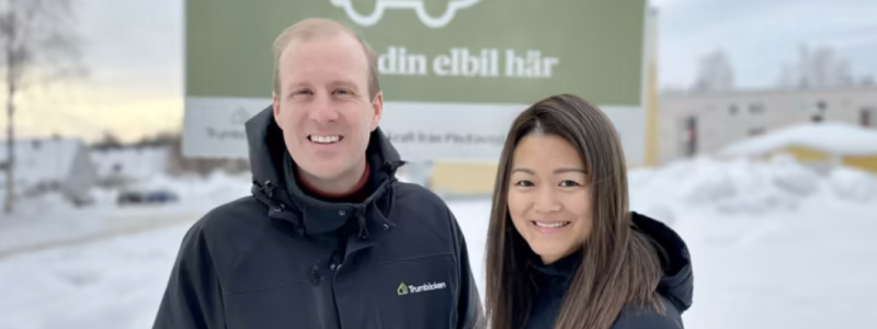 Samuel Bernberg, VD, Trumbäcken, och Maria Blomberg, kundansvarig företagssäljare på PiteEnergi. Foto: PiteEnergi