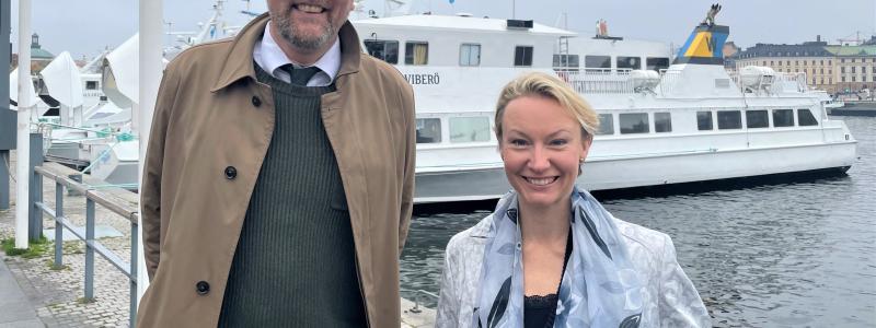 Gustav Hemming, klimat-infrastruktur och skärgårdsregionråd (C), och Michaela Haga (C) ordförande sjötrafikutskottet