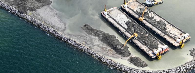Fehmarn Bält-förbindelsen ska koppla samman Rödbyhamn på Lolland med den tyska ön Fehmarn genom en sänktunnel under havsbotten. Bygget omfattar både en fyrfilig motorväg och en dubbelspårig järnväg. Foto: Fehmarntunnels projektkoncern