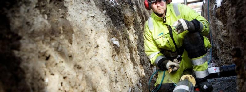 Kabeldragning av fjärrvärme. Foto: Jämtkraft
