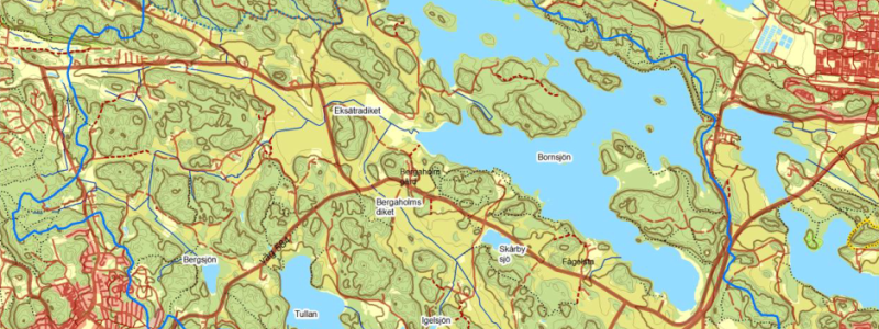 Karta över Bornsjöns avrinningsområde. Karta: Trafikverket