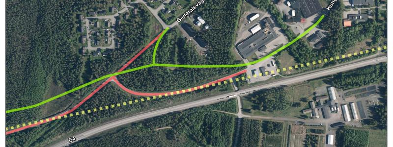 Kungsvägens nya dragning. Foto: Umeå kommun