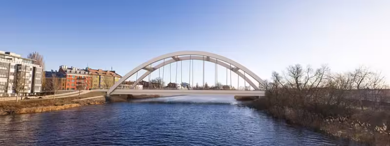 Exempel på nya Långebro bro, vy från norr. Illustration: Kristianstads kommun