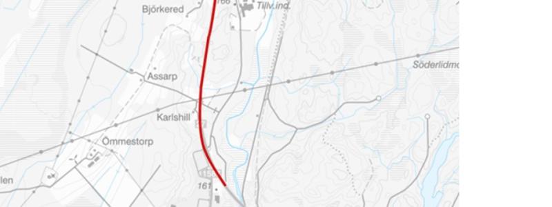 Översiktskarta av Ljungsnäs, vattenskyddsåtgärder. Karta: Trafikverket/Lantmäteriet Geodatasamverkan