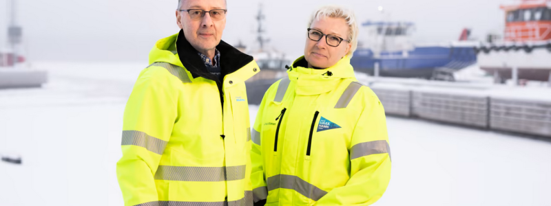 Thomas Stubbfält, samordnad byggledare och Linda Wikman, projektledare Malmporten. Foto: Luleå hamn