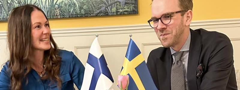 Lulu Ranne mötte sin svenska kollega, infrastruktur- och bostadsministern Andreas Carlson. Foto: Kredit: Andreas Carlson