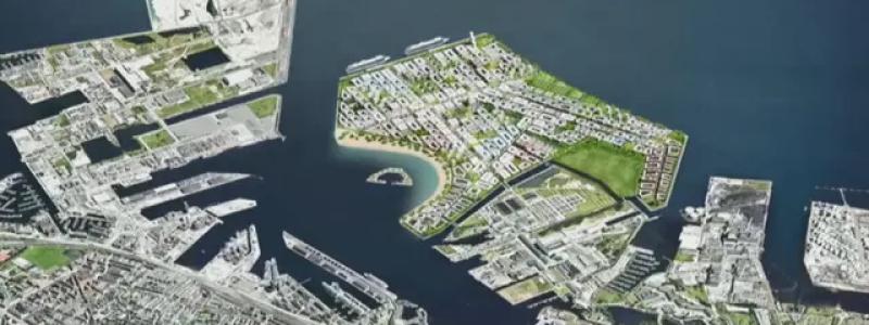 Lynetteholm är ett mycket långsiktigt projekt där flera beslut ännu inte är slutligt fastställda, särskilt kring trafiklösningar och finansiering. Tidsplaner kan därför förändras beroende på politiska beslut och tillståndsprocesser. Illustration: Lynetteholm-projektet