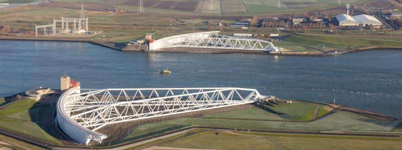 Maeslantbarriären, en enorm stormflodsbarriär som skyddar Rotterdam. Fotograf: Getty Images