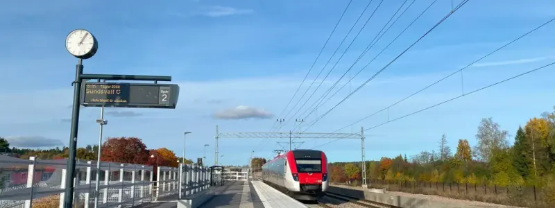 Under mars 2026 startar utbyggnaden av plattformar på Njurunda resecentrum strax söder om Sundsvall. Foto: Trafikverket