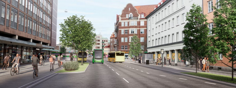 Visionsbild över Sallerupsvägen i Malmö. Bild: Norconsult