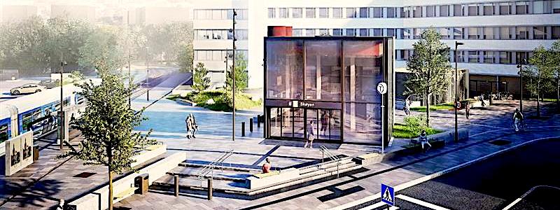 Den nya stationen förväntas förbättra möjligheterna för resenärer att smidigt byta mellan tunnelbana, tåg och buss. Foto: Skanska