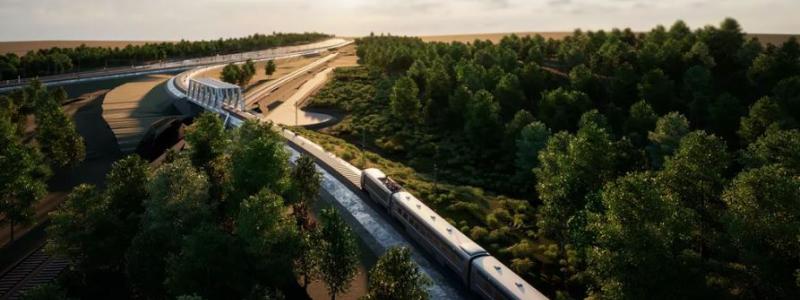 Hela dubbelspårsutbyggnaden mellan Hallsberg och Degerön beräknas vara klar 2031.  Bild: Trafikverket