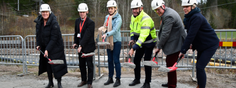 Så här såg det ut den 6 november på platsen är där spadarna sattes i marken för Ostlänkens första brostöd. Foto: Trafikverket
