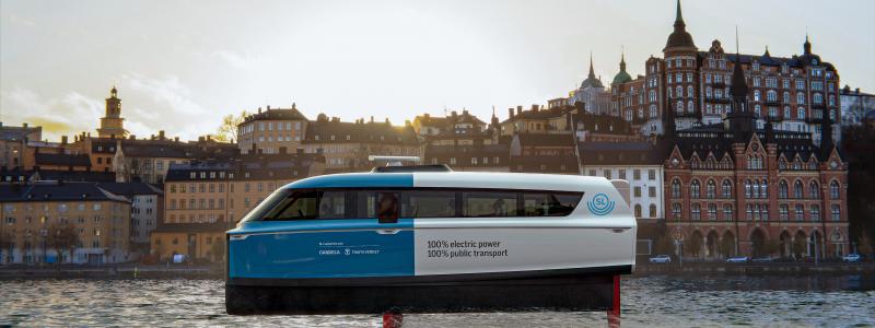 Så här kommer SL:s bärplansfärja att se ut när den sätts i trafik hösten 2024. Foto: SL