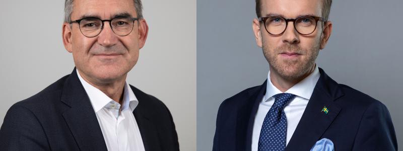 Roberto Maiorana, generaldirektör för Trafikverket, och infrastrukturminister Andreas Carlson träffar hela vägsektorn på På Väg den 4 mars. Foto: Elin Gårdestig/Trafikverket och Kristian Pohl/Regeringskansliet