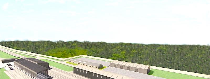 Rail Baltica visualisering av Iecava underhållsanläggning. Bild: Rail Baltica
