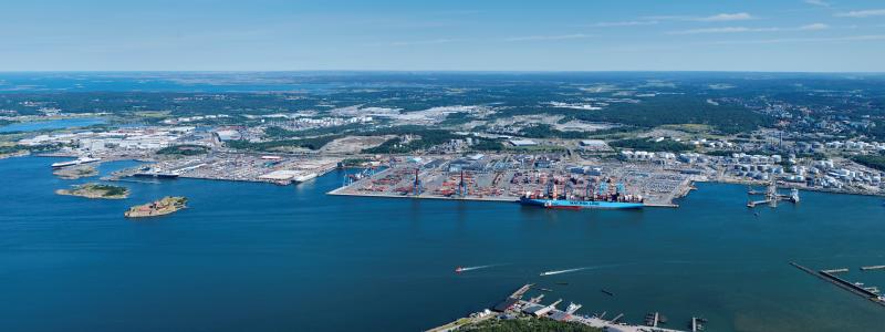Panoramabild över Göteborgs hamn. Foto: Göteborgs hamn