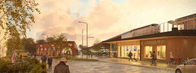 Visions bild av Sävars resecentrum. Bild: Umeå kommun